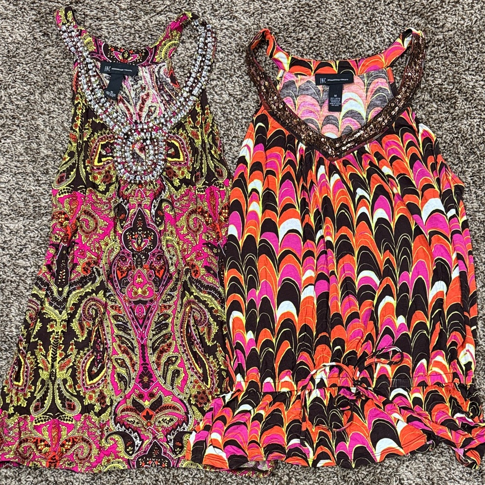 2 INC  International Concepts Multicolor Patterned Tank Tops medium.